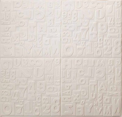 Самоклеюча декоративна 3D панель літери білі 700x700x5 мм 3411-5 фото