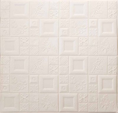 Самоклеюча декоративна 3D панель арт білий 700x700x5 мм 3291-5 фото