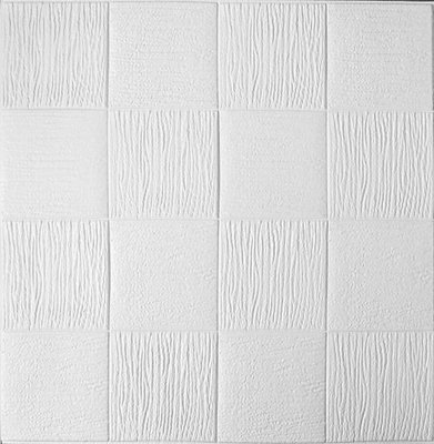 Самоклеюча декоративна 3D панель біле плетіння 700x700x5 мм 3101-5 фото