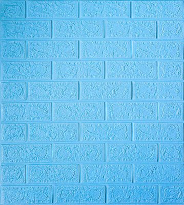Самоклеюча декоративна 3D панель під блакитну рівну цеглу 700x770x4 мм 2016-4 фото
