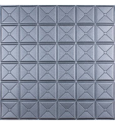 Самоклеюча декоративна 3D панель квадрат срібло 700x700x8 мм 177-8 фото